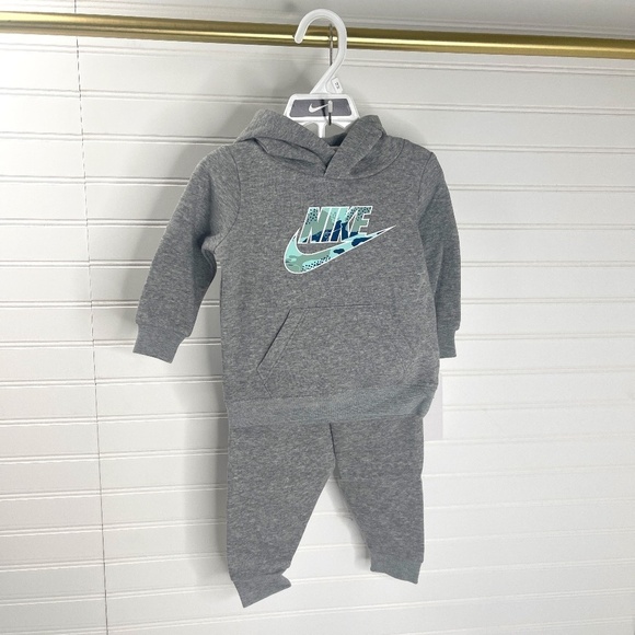 NEW Dark Grey Heather 12 Months 2 Piece Set Hoodie Joggers - Picture 1 of 7